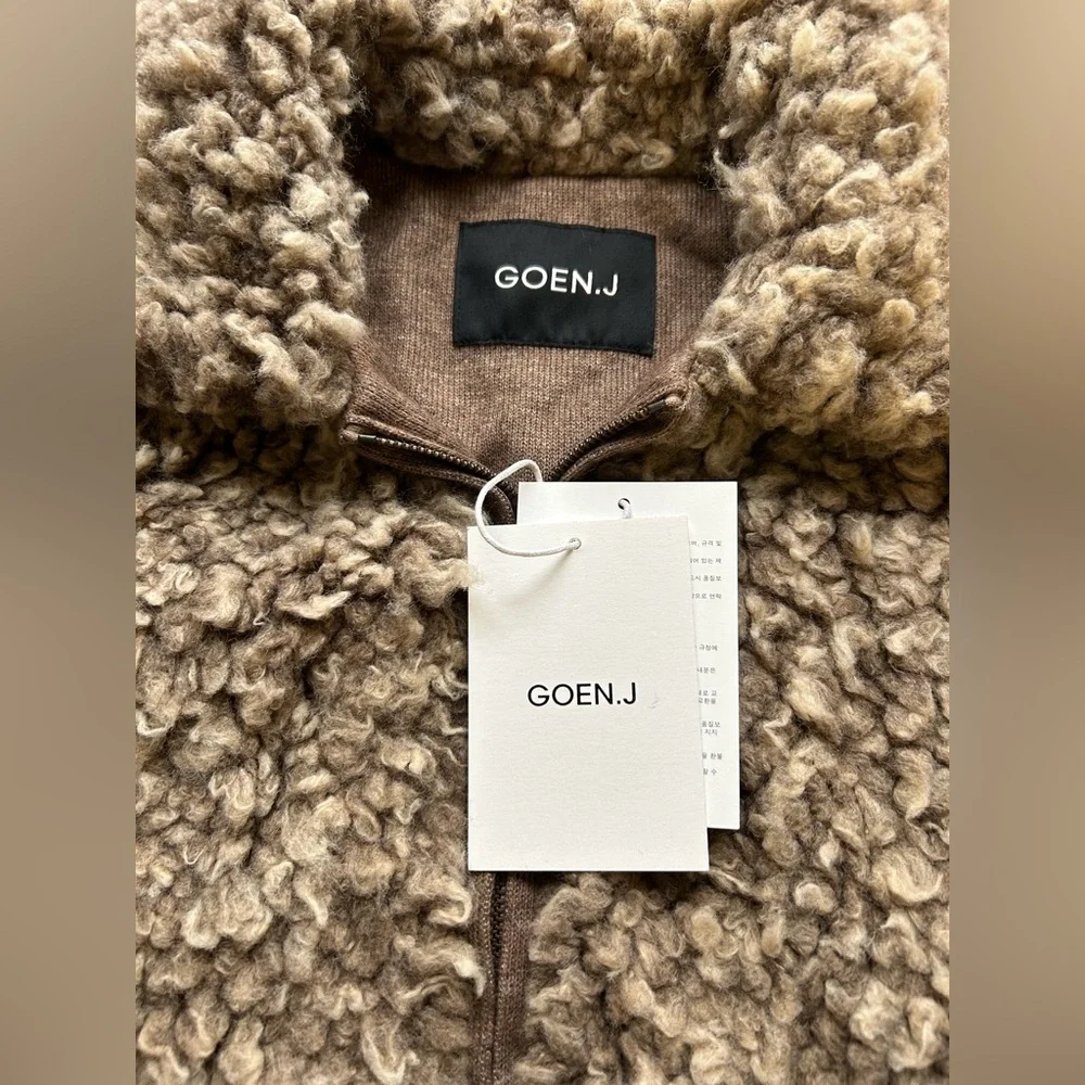 NWT Goen. J Wool Blend Faux Shearling Bomber Jacket - Picture 6 of 10
